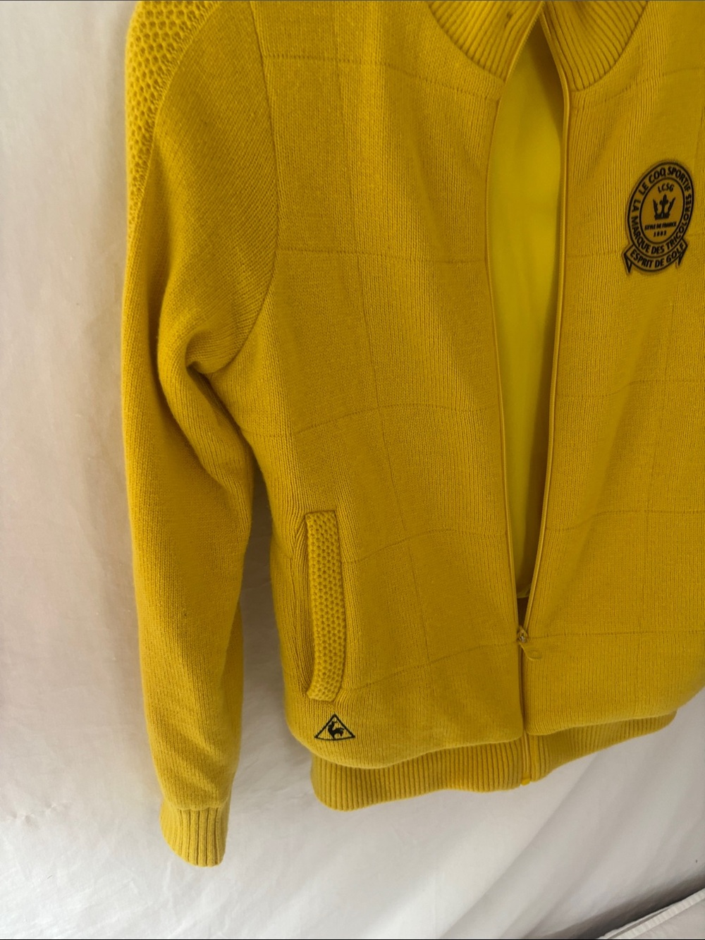Le Coq Sportif Women’s ' Bright Yellow Knit Zip Jacket Vintage Great Condition - Picture 3 of 8